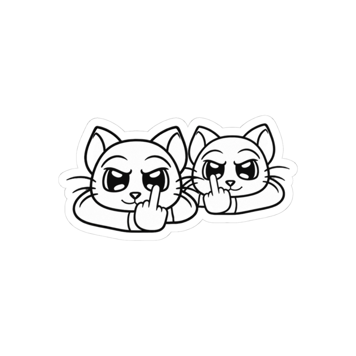 Two Bad Cats Friends Middle Finger Insult Fun Team Sticker